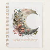 Create Your Own Peach Roses Floral Crescent Moon Planer (Vorderseite)