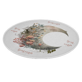 Create Your Own Peach Roses Floral Crescent Moon Schneidebrett