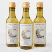 Create Your Own Peach Roses Floral Crescent Moon Weinetikett (Flaschen)