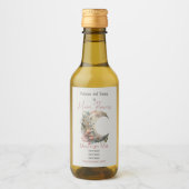 Create Your Own Peach Roses Floral Crescent Moon Weinetikett (Vorderseite)