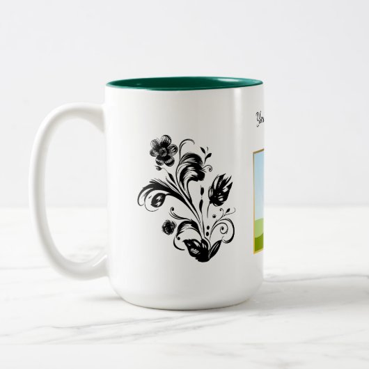 Create Your Own personalized Template Text Zweifarbige Tasse (Links)