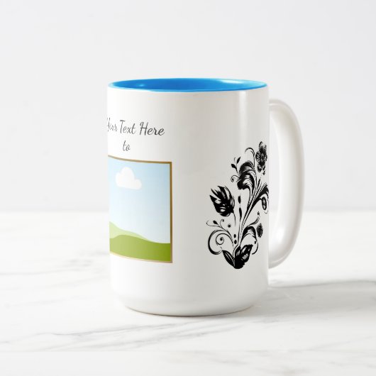 Create Your Own personalized Template Text Zweifarbige Tasse (VorderseiteRechts)