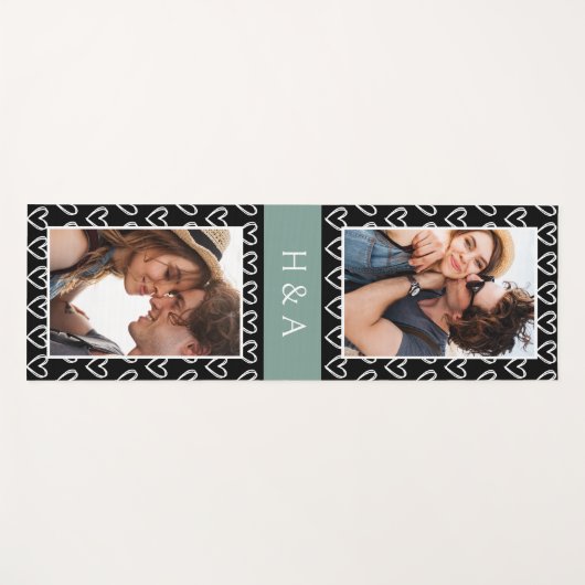 Create Your Own Photo Collage Sage Green Monogram  Yogamatte (Vorderseite (Horizontal))