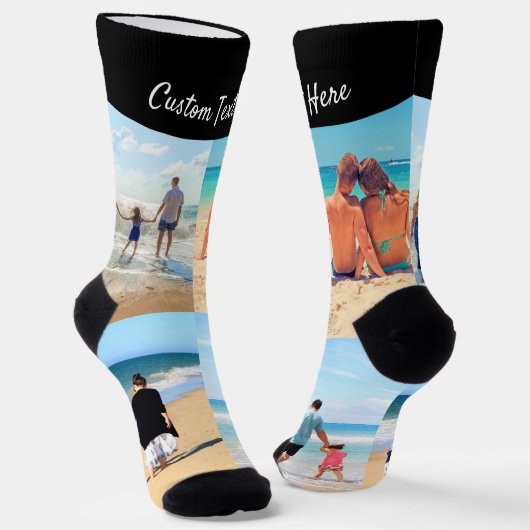 Create Your Own Photo Collage Socks Custom Text Socken (Gewinkelt)