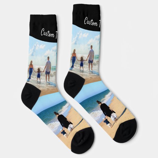 Create Your Own Photo Collage Socks Custom Text Socken (Rechts)