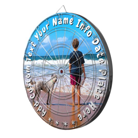 Create Your Own Photo Dart Board with Custom Text Dartscheibe (Vorderseite rechts)