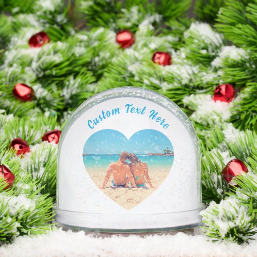 Create Your Own Photo Heart Snow Globe Custom Text Schneekugeln (Weihnachten)