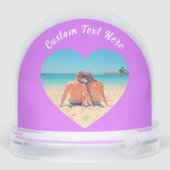 Create Your Own Photo Heart Snow Globe Custom Text Schneekugeln (Rückseite)