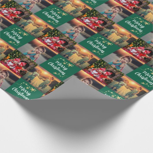 Create your own photo Merry Christmas script Geschenkpapier (Ecke)