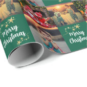Create your own photo Merry Christmas script Geschenkpapier (Rolleneckpunkt)