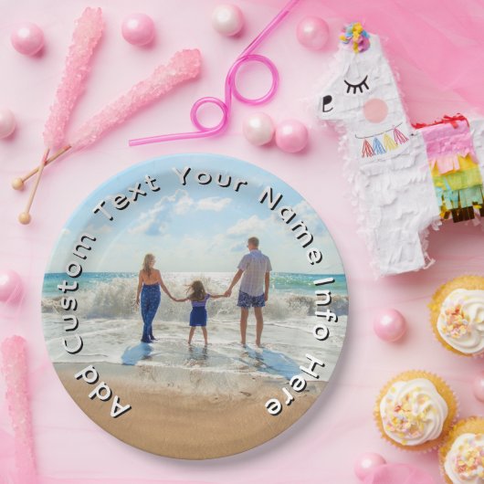 Create Your Own Photo Paper Plates Custom Text Pappteller (Party)