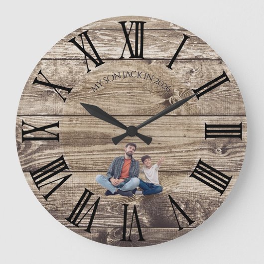 Create Your Own Photo Rustic Wood Clock Große Wanduhr