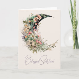 Create Your Own Pink Meadow Floral Crescent Moon Feiertagskarte