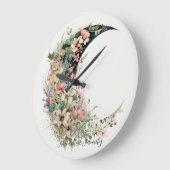 Create Your Own Pink Meadow Floral Crescent Moon Große Wanduhr (Winkel)