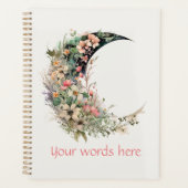 Create Your Own Pink Meadow Floral Crescent Moon Planer (Vorderseite)
