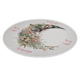 Create Your Own Pink Meadow Floral Crescent Moon Schneidebrett