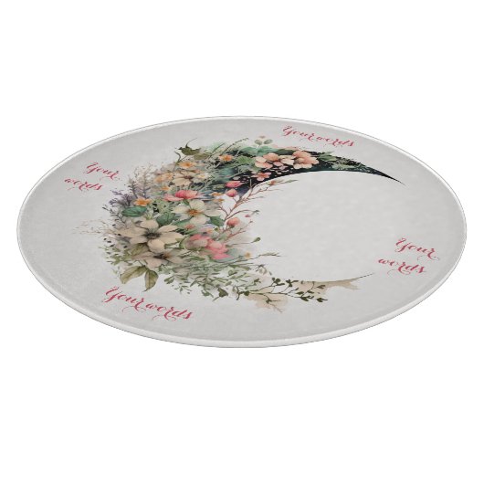 Create Your Own Pink Meadow Floral Crescent Moon Schneidebrett (Ecke)