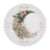 Create Your Own Pink Meadow Floral Crescent Moon Schneidebrett (Vorderseite)