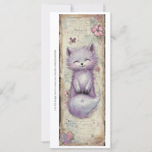 Create Your Own Purple Fox Floral Bookmark Card (Vorderseite)