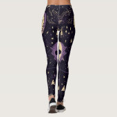 Create Your Own Purple & Gold Magic Symbols Black Leggings (Rückseite)