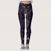 Create Your Own Purple & Gold Magic Symbols Black Leggings (Vorderseite)