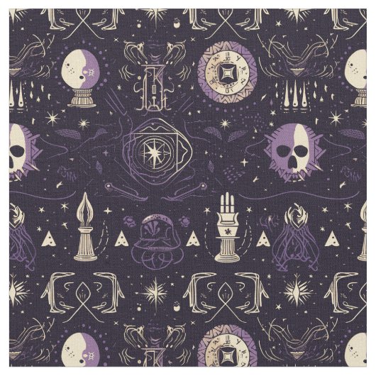 Create Your Own Purple & Gold Magic Symbols Black Stoff (Nahaufnahme)