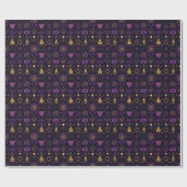 Create Your Own Purple & Gold Pagan Symbols Black Geschenkpapier (Flach)