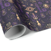 Create Your Own Purple & Gold Sacred Symbols Black Geschenkpapier (Rolleneckpunkt)