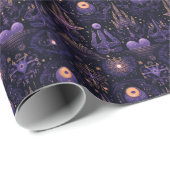 Create Your Own Purple & Gold Witchy Symbols Black Geschenkpapier (Rolleneckpunkt)