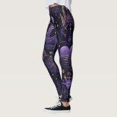 Create Your Own Purple & Gold Witchy Symbols Black Leggings (Links)