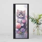 Create Your Own Purple Kitten Floral Bookmark Card (Stehend Vorderseite)