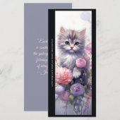 Create Your Own Purple Kitten Floral Bookmark Card (Vorne/Hinten)