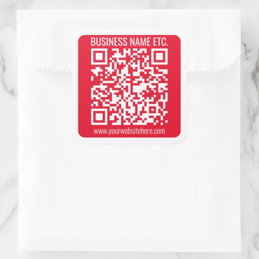 Create Your Own QR Code w/Border | Red & White Quadratischer Aufkleber (Tasche)