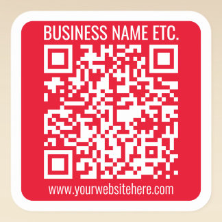 Create Your Own QR Code w/Border | Red & White Quadratischer Aufkleber