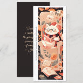 Create Your Own Reading White Cat Bookmark Card (Vorne/Hinten)