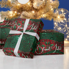 Create Your Own Red Green Velvety Yule Holly Geschenkpapier