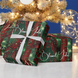 Create Your Own Red Green Yule Holly Ribbons Bows Geschenkpapier