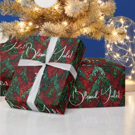 Create Your Own Red Green Yule Pine Trees Geschenkpapier