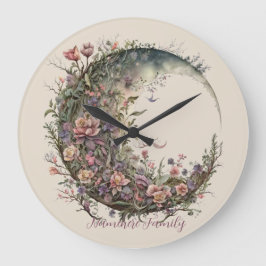 Create Your Own Romantic Roses Floral Moon Große Wanduhr