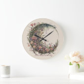 Create Your Own Romantic Roses Floral Moon Große Wanduhr (Zuhause)
