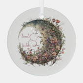 Create Your Own Romantic Roses Floral Moon Ornament Aus Glas (Rückseite)