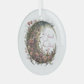 Create Your Own Romantic Roses Floral Moon Ornament Aus Glas (Vorderseite links)