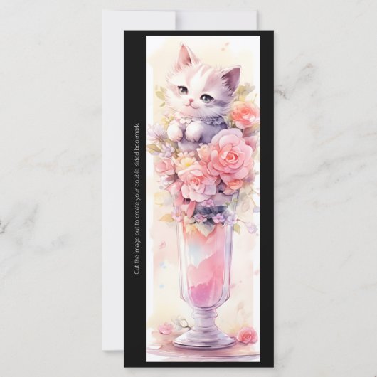 Create Your Own Rose Parfait Kitten Bookmark Card (Vorderseite)