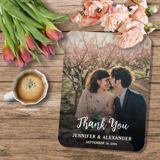 Create your own rustic photo Thank you Wedding Magnet