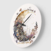 Create Your Own Rustic Sunset Floral Crescent Moon Große Wanduhr (Winkel)