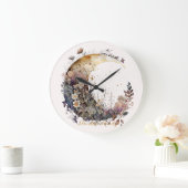 Create Your Own Rustic Sunset Floral Crescent Moon Große Wanduhr (Zuhause)
