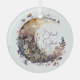 Create Your Own Rustic Sunset Floral Crescent Moon Ornament Aus Glas