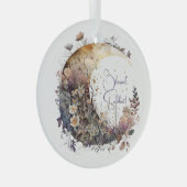 Create Your Own Rustic Sunset Floral Crescent Moon Ornament Aus Glas (Vorderseite Rechts)