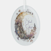 Create Your Own Rustic Sunset Floral Crescent Moon Ornament Aus Glas (Vorderseite links)