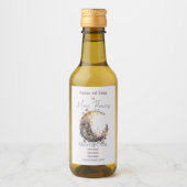 Create Your Own Rustic Sunset Floral Crescent Moon Weinetikett (Vorderseite)